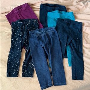Cat & Jack Toddler Girl Legging Bundle 2T – 6pc Mix Solids & Prints